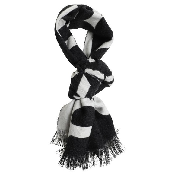Burberry Fringed Black And White Pattern Scarf With Modern Design - NWT - Picture 1 of 2
